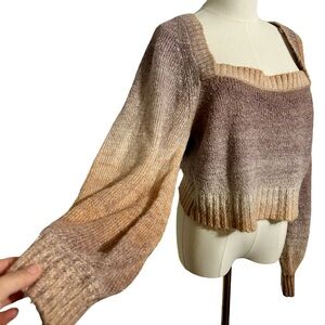 L*SPACE Women's Gradient Square neck Sweater - Brown and Cream